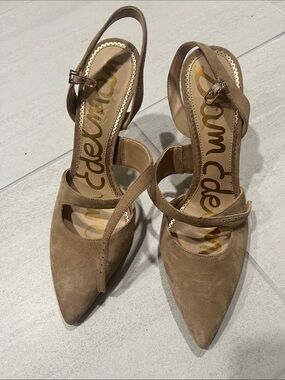 Sam Edelman Tan Suede Pointed Slingback Heels
